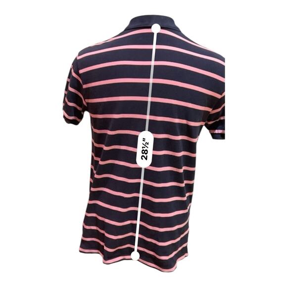Ralph Lauren Polo Mens Large Navy Pink Striped Shirt 100% Cotton Preppy Classic - Picture 5 of 10